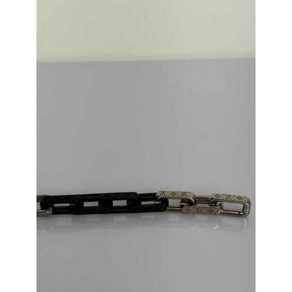 Louis Vuitton Monogram Chain Bracelet Stainless Steel Silver & Black M00687 LE02 - Picture 5 of 6